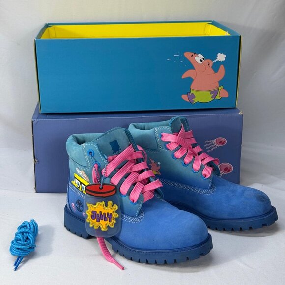 TIMBERLAND x SpongeBob 6 Inch Waterproof Nubuck Leather Boots Size 2 Youth - Picture 1 of 10